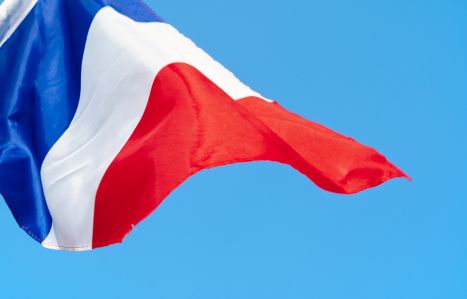 French flag blowing in the wind