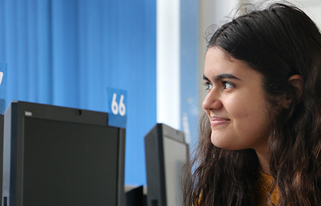 Student working on a a computer desktop