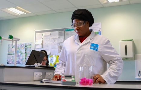 Student in a science lab