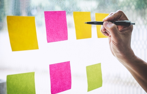 post it notes to planning idea and business marketing strategy