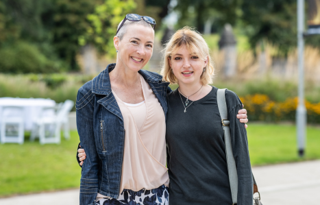 A parent and learner at results day.