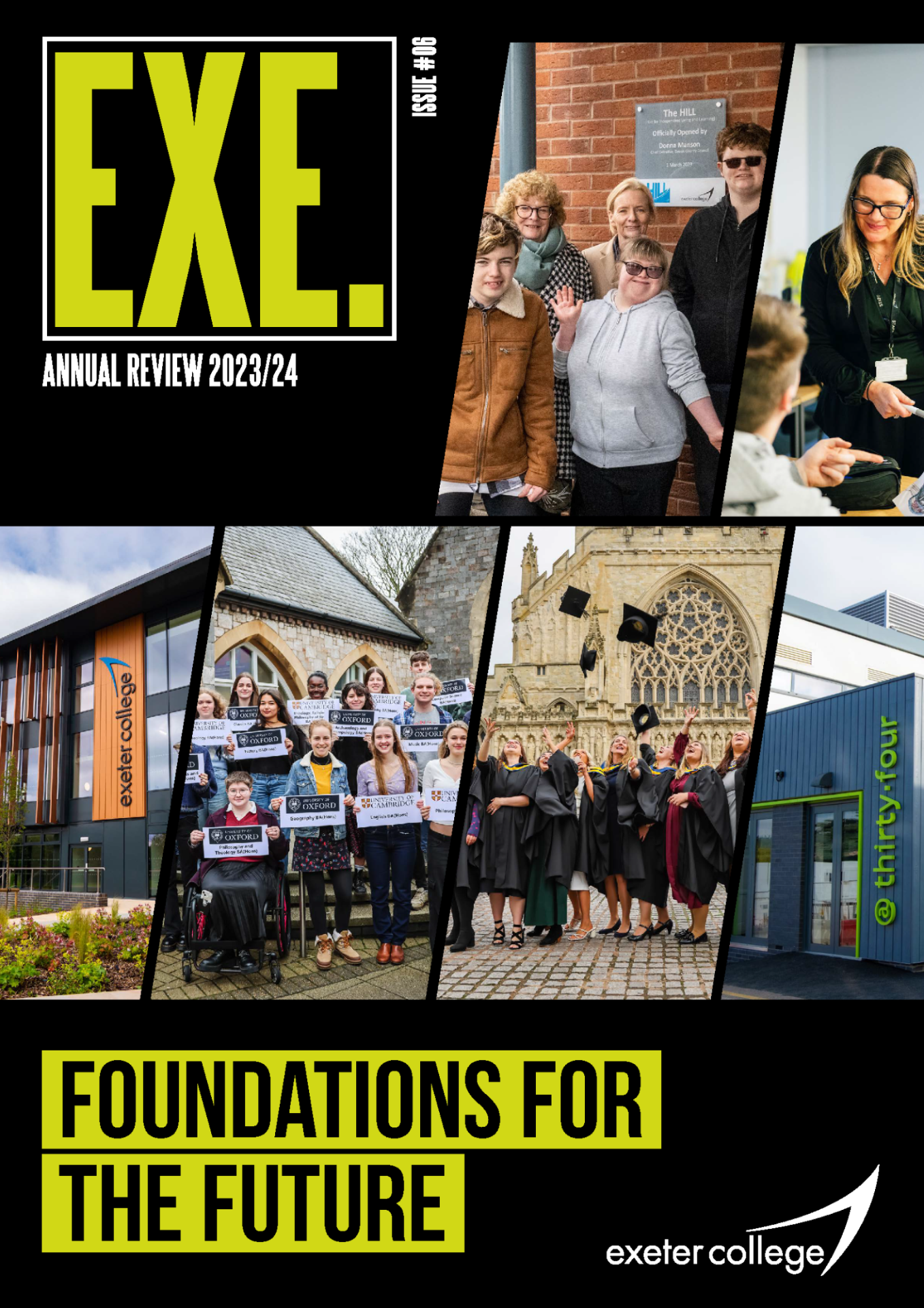 Cover image of EXE Issue 6 picturing alumni, students and recent building developments.