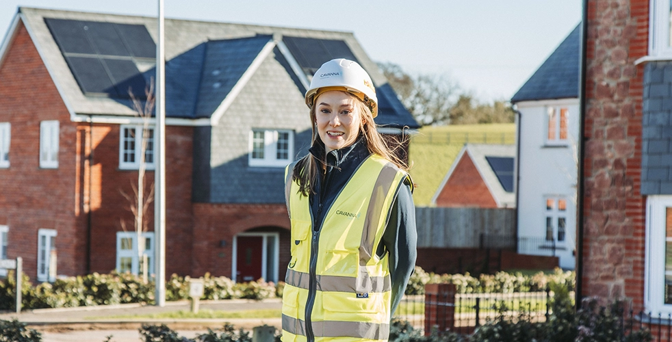 Apprentice student Ellie on a new housing building site