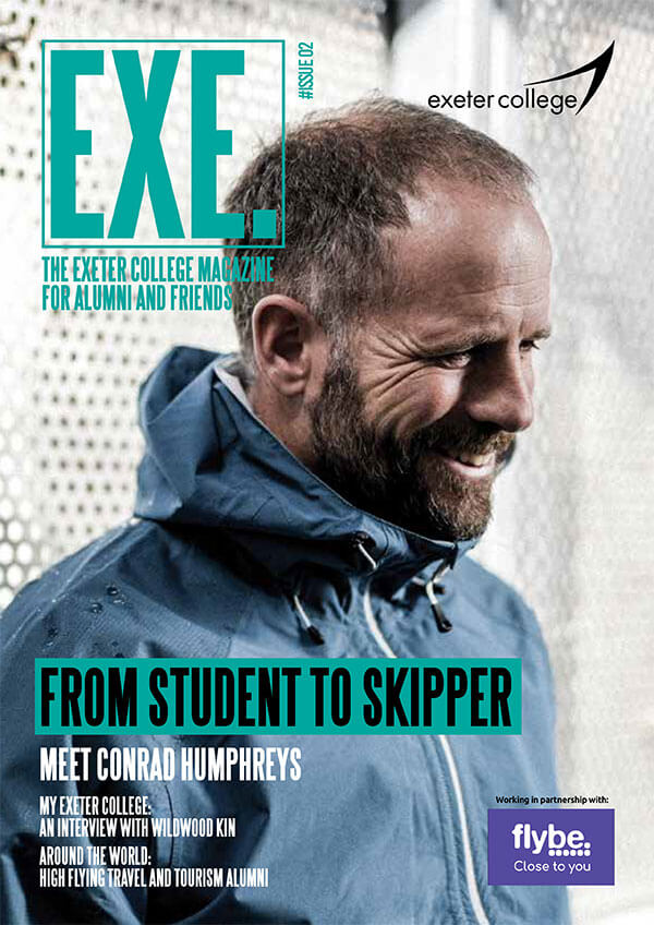 Cover image of EXE Issue 2 picturing alumni Conrad Humphreys.