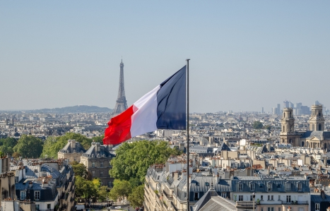view of the cityscape of Paris from the top of the Pantheon monument, France