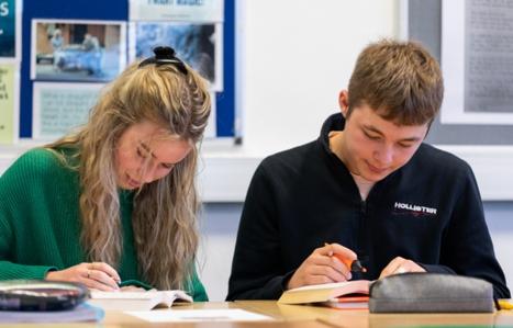 two students studying