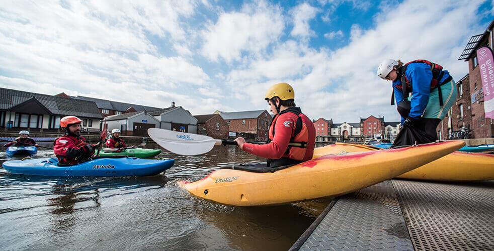 Students Kyaking in front of Haven Banks Outdoor Education Centre