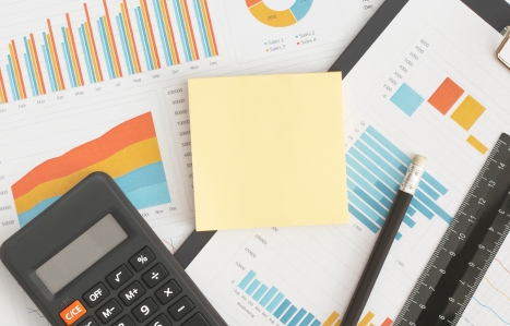 Business graphs, charts on table. Financial development, Banking Account, Statistics