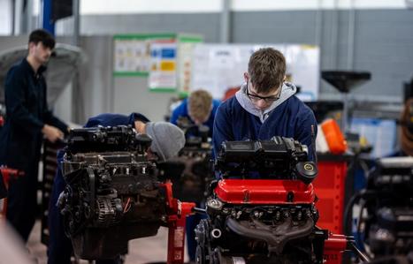 automotive student with car