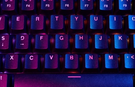 Gaming rgb keyboard on dark background