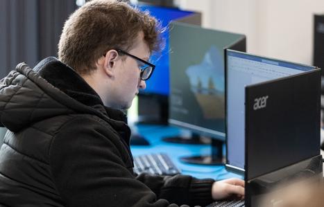 student at a computer