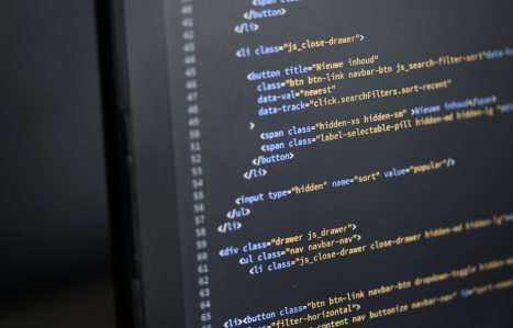 Close up of a Computer screen laptop software code