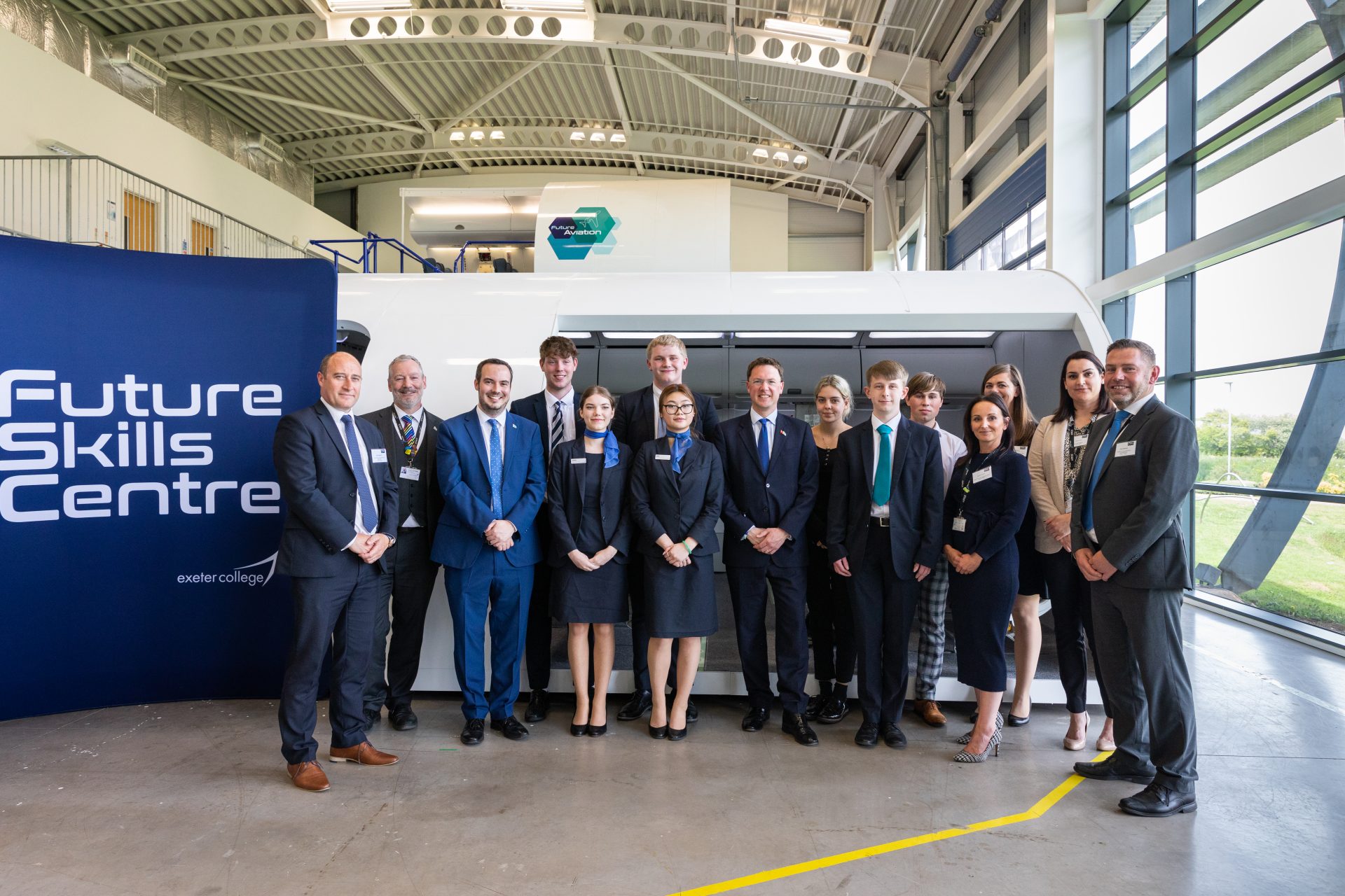 Robert Courts and the Exeter College team with Air Cabin Crew learners
