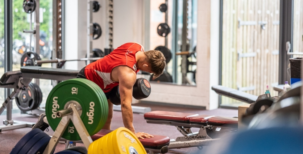 Student using the College Gym