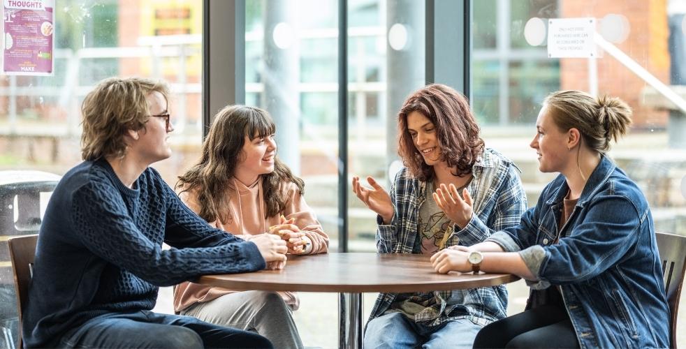 Students sat in the cafe
