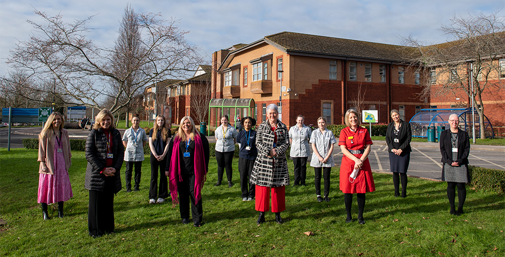 Members of staff stood outside the Exeter Hospital
