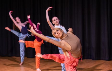 Performing arts students dancing in the studio