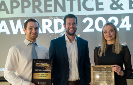 Student celebrating winning an apprentice and employer award