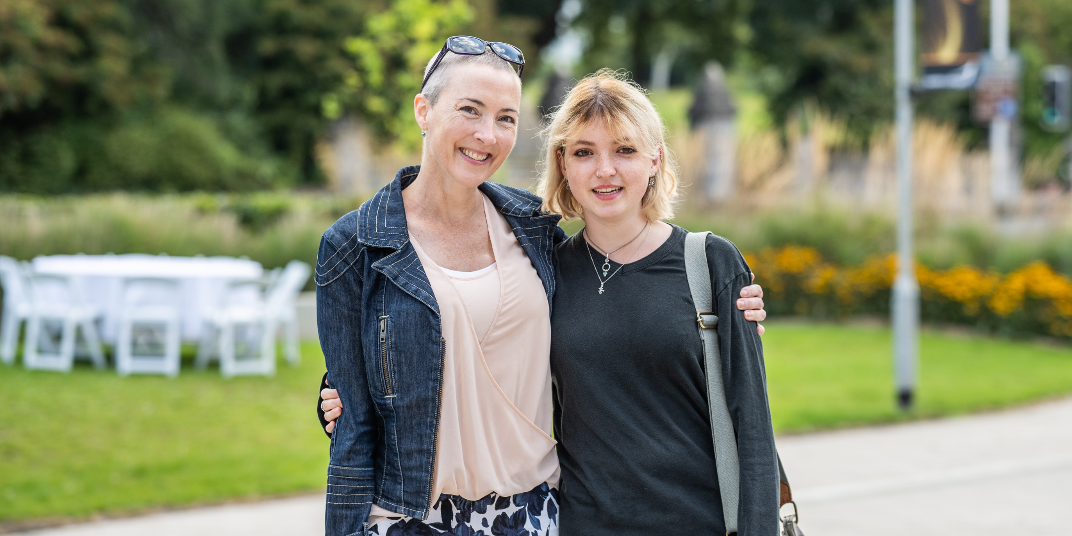 A parent and learner at results day.