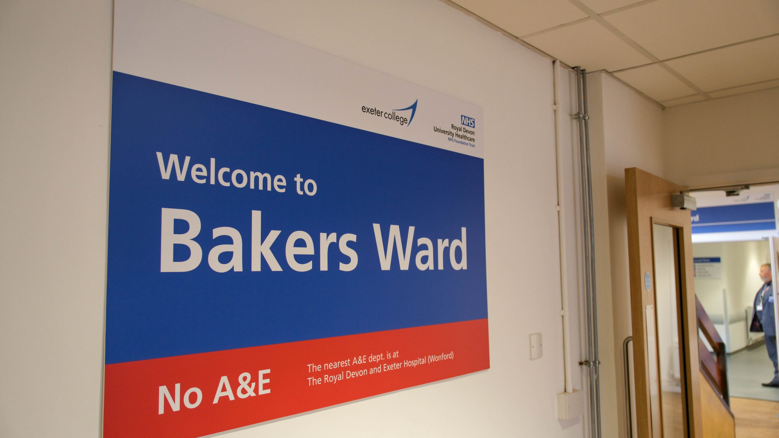 Welcome to Bakers Ward sign at Exeter College