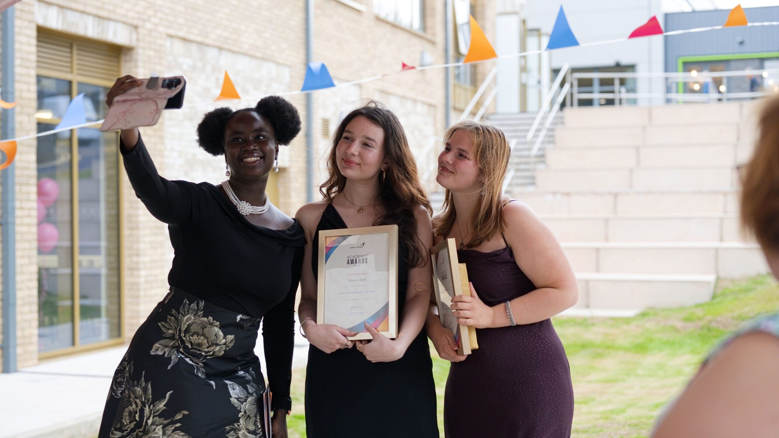 Exeter College learners pose for a selfie