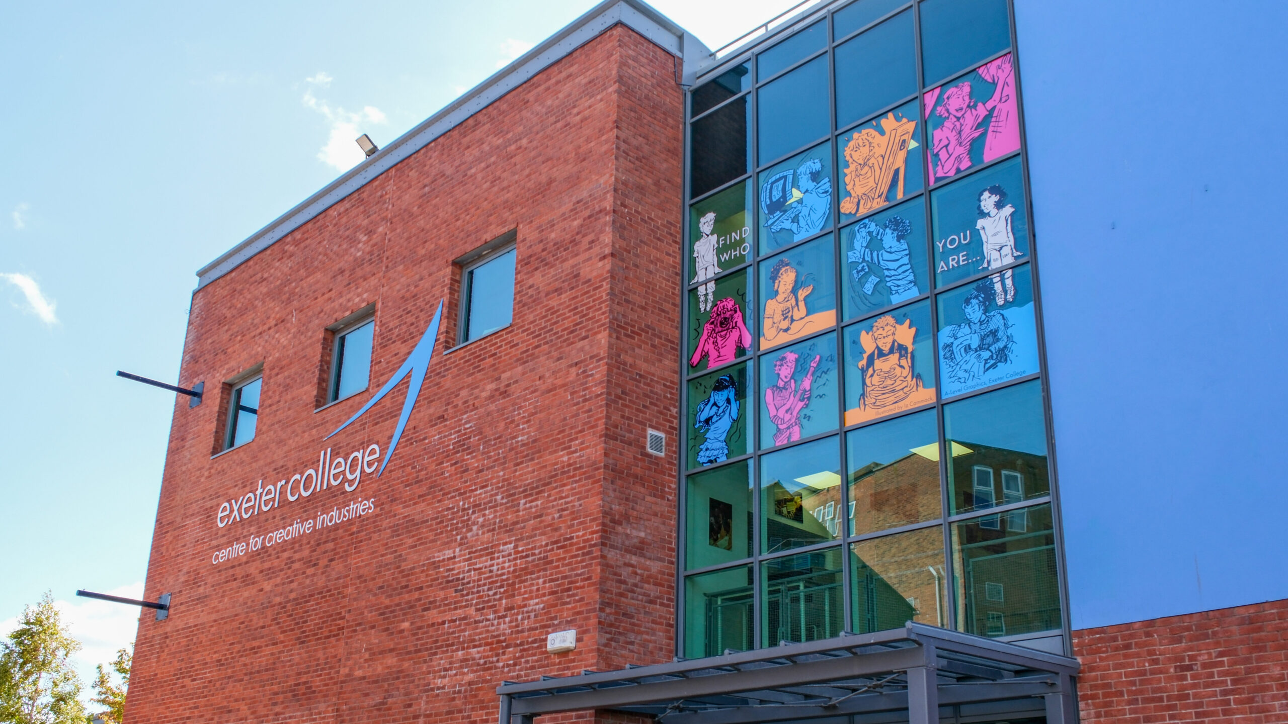 Iz Cammack's artwork on the Exeter College Centre for Creative Industries building